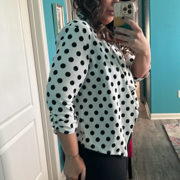 MOA White and Black Polka Dot Cropped Jacket - Picture 2 of 5